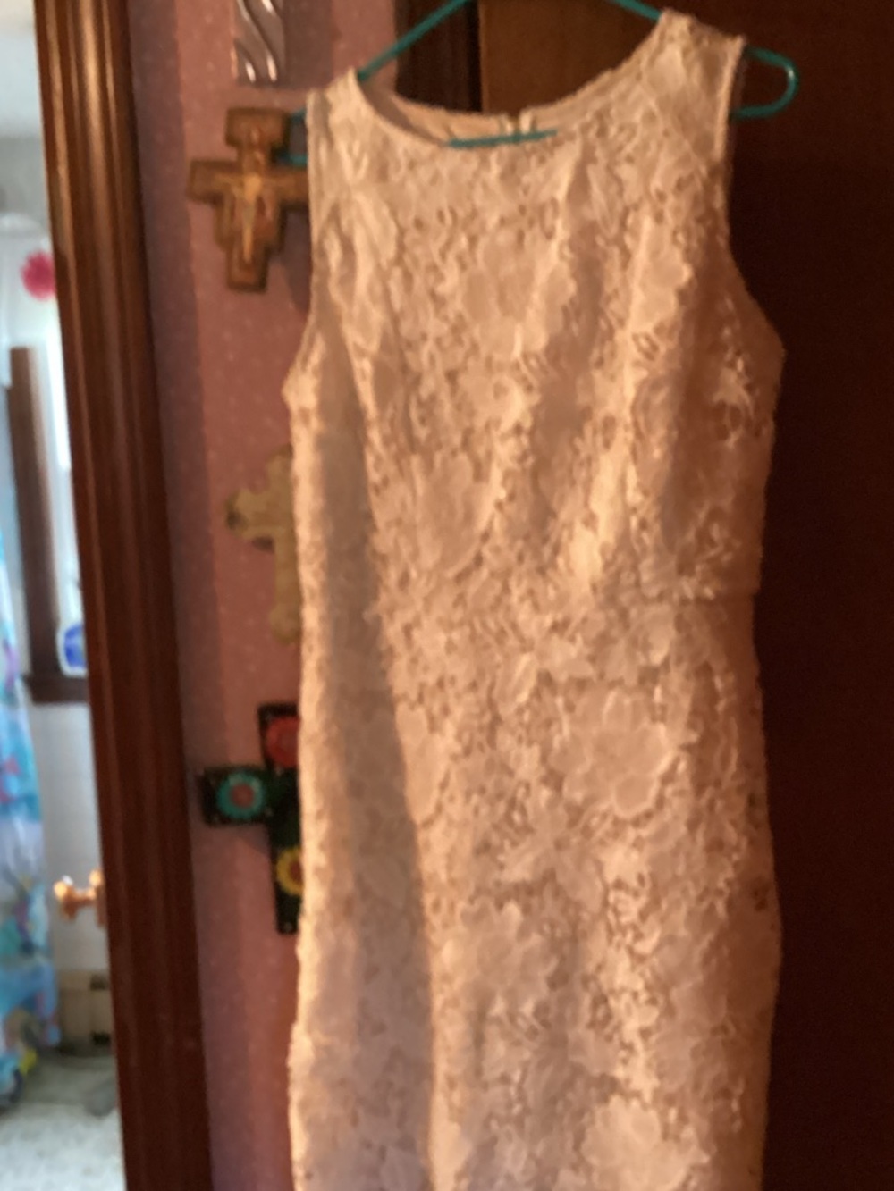 LOFT Ivory Floral Lace Sleeveless Dress